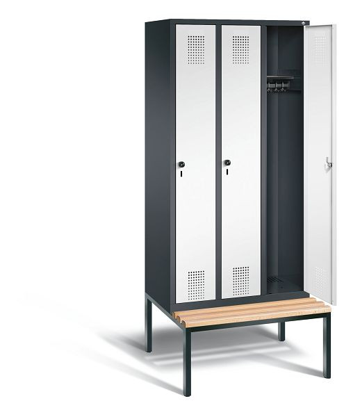 C+P Garderobenschrank Evolo, H2090xB900xT815mm, Farbe: Schwarzgrau / Verkehrsweiß, 48050-30 S10498