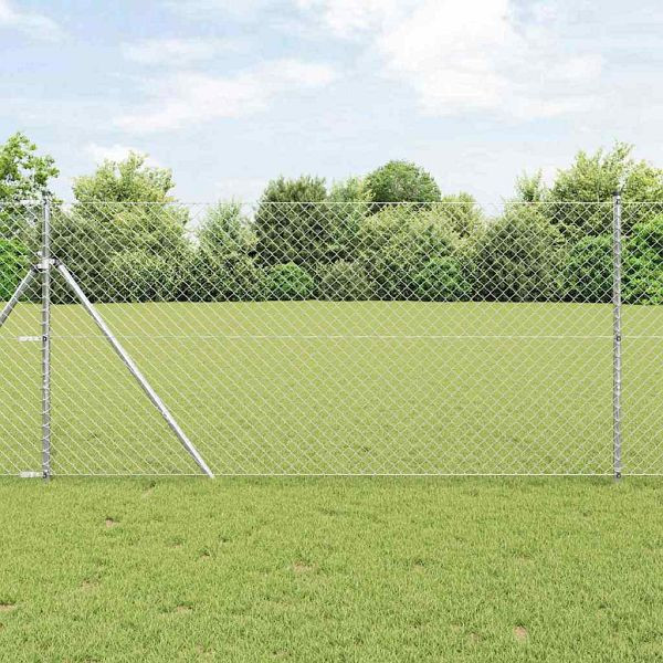 vidaXL Maschendrahtzaun Silber 25 x 1,2 m Galvanisierter Stahl, 42004868