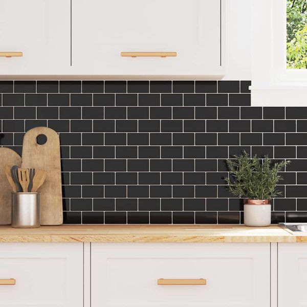 vidaXL U-Bahn-Fliese 50 pcs Schwarz 30,5 x 30,5 cm Polyurethan und PET, 42021214