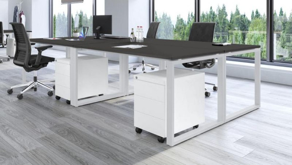 Deskin Tisch CELSUS, Platte Dekor Anthrazit, Gestell Alusilber, B 1400 x T 700 x H 700 mm, 349051