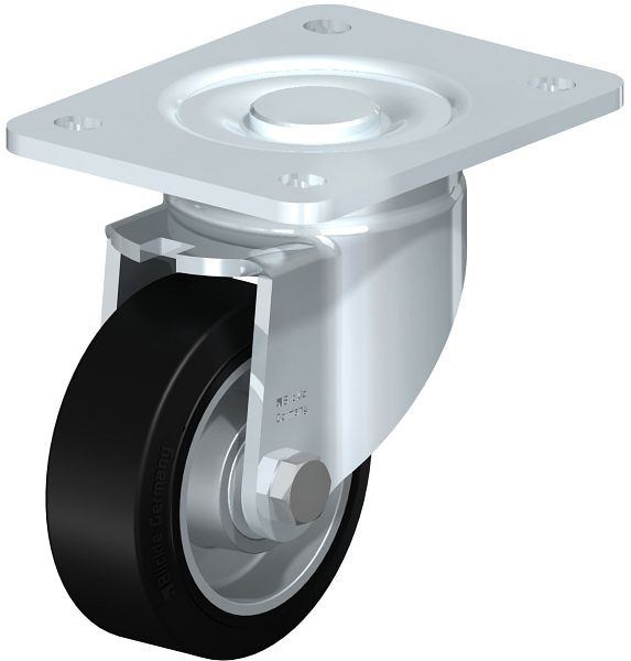 Blickle LH-ALEV 100K-3-EL Stahlblech-Lenkrolle, Schwerlast-Ausführung, mit Anschraubplatte, Elastik-Vollgummi, Schwarz, 852020