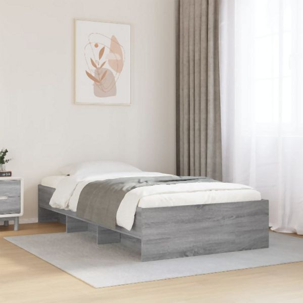 vidaXL Bettgestell Grau Sonoma 75x190 cm Holzwerkstoff, 3295714