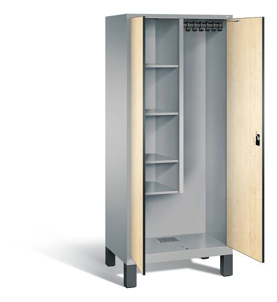 C+P Putzmittel-Spind Evolo, H1850xB810xT500mm, Farbe: Weißaluminium / Dekor Donau-Ahorn, 48110-02 S10102