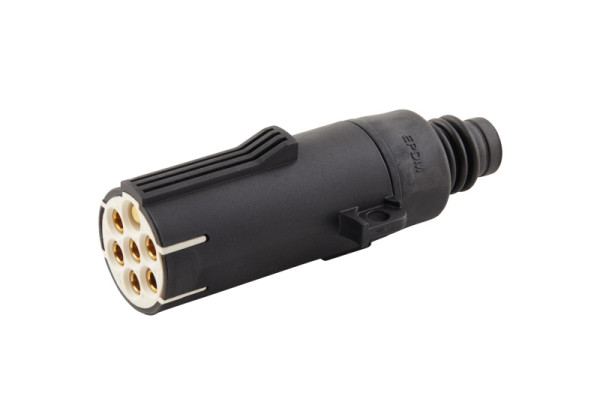 HELLA Stecker, 24V, 7-polig, Stecker: Flachstecker, mit Kabelverschraubung, Kunststoff, schwarz, DIN/ISO: 3731 S-Typ, 8JA 008 084-031