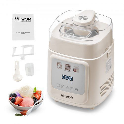 VEVOR automatische Eismaschine mit Kompressor 1 L, Gelato/Ice Cream/Frozen Yogurt/Sorbet Maker, 4 Modi, Weiß, JYYSJSBQLJ1K0FA4S001V2