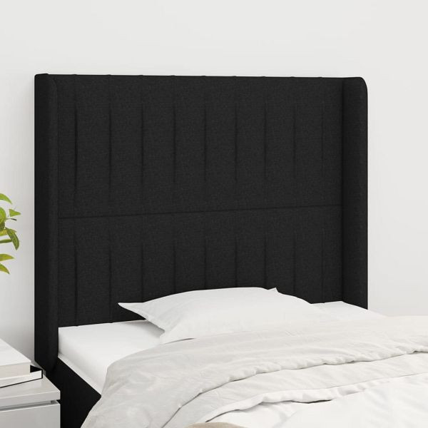 vidaXL Kopfteil mit Ohren Schwarz 93x16x118/128 cm Stoff, 3119802