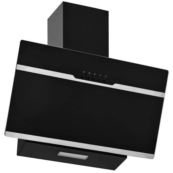 vidaXL Wand-Dunstabzugshaube 60 cm Edelstahl und Hartglas Schwarz, 51117