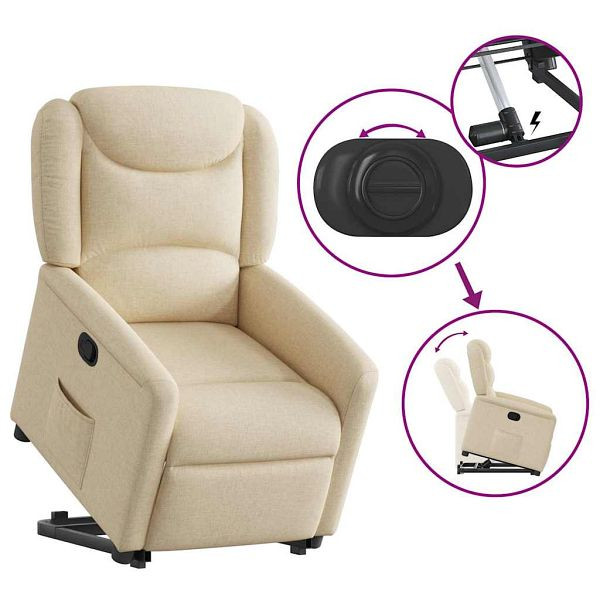 vidaXL Relaxsessel mit Aufstehhilfe Creme Stoff, 3303202