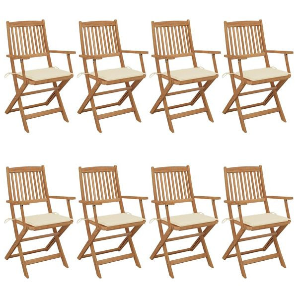 vidaXL Klappbare Gartenstühle 8 Stück mit Kissen Massivholz Akazie, 3074969