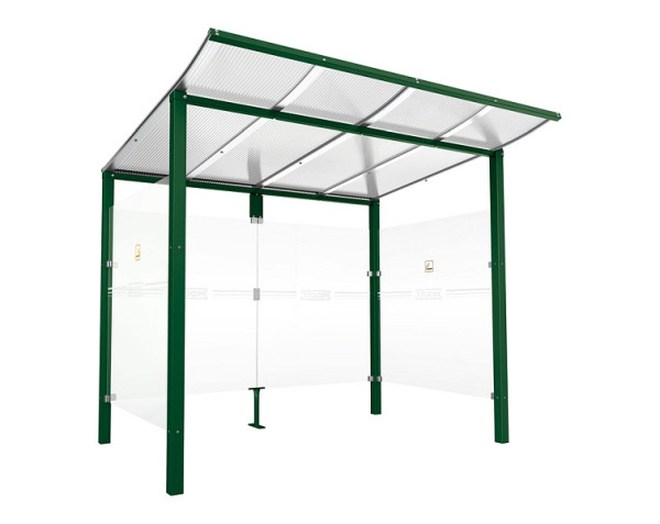 Procity Raucherunterstand Modulo - Ohne Frontverkleidung - Tiefe 1990 mm, Farbe RAL 6005, Maße: Breite 2500 x Höhe 2250 x Tiefe 2000 mm, 529572.6005
