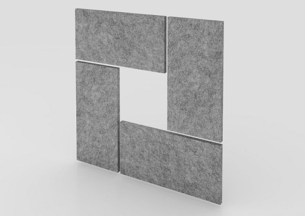 Hammerbacher Akustik-Wandpanel, 65x33 cm, grau-meliert, bestehend aus 4 Paneelen, VAWP65/5