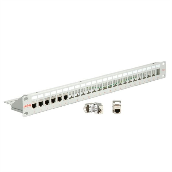 ROLINE 19"-Keystone-Modulträger, 24-Port, geschirmt, lichtgrau, 26.11.0359
