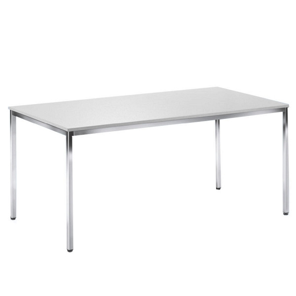 Deskin Besprechungstisch BASE-MODUL, Platte Dekor Lichtgrau, Gestell verchromt, B 1200 x T 800 x H 720 mm, 248685