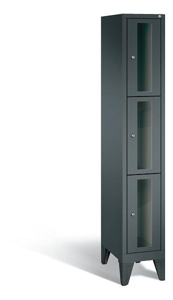C+P Schließfachschrank Classic, 3 Fächer, H1850xB320xT500 mm, Anthrazit, 8010A103 S10022