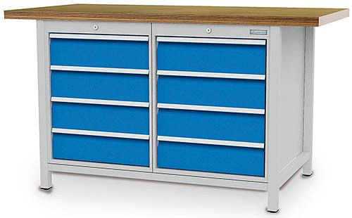Bedrunka+Hirth Kastenwerkbank Serie 1500 R18-24, 8x150 mm, Schubladen-Vollauszug 100%, 1500 x 750 x 959 mm, 03.14.08V9