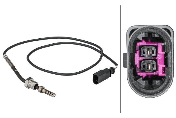HELLA Sensor, Abgastemperatur, 2-polig, geschraubt, Kabel: 680mm, 6PT 358 181-541