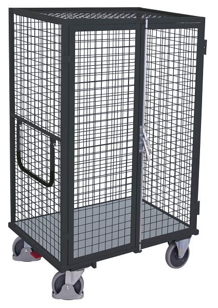 VARIOfit Etagenwagen fest verschweißt, 1.315x830x1.810mm, RAL 7016 anthrazitgrau, Ladefläche: 1.245x785mm, mit Türen aus Drahtgitter, sw-800.984/AG