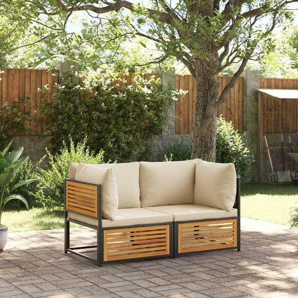 vidaXL 2-teilig Garten-Sofa-Set mit Kissen Massivholz Akazie, 3214916