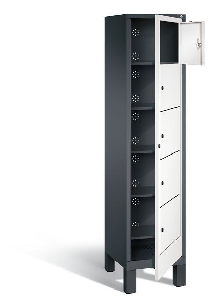 C+P Wäsche-Sammelschrank Evolo, H1850xB420xT500mm, Farbe: Schwarzgrau / Verkehrsweiß, 48060-105 S10144