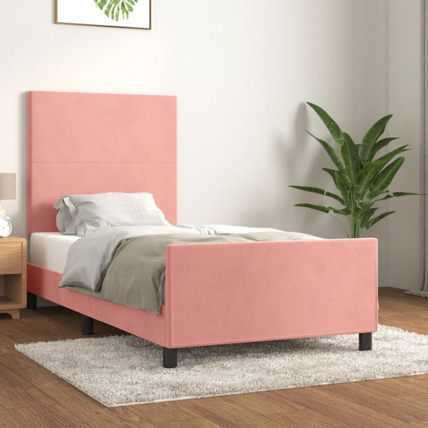 vidaXL Bettgestell mit Kopfteil Rosa 80x200 cm Samt, 3125604