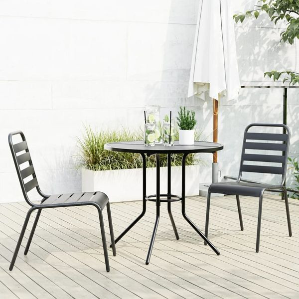 vidaXL Gartenstuhl-Set 3-teilig Stapelbar Pulverbeschichteter Stahl, 3283764