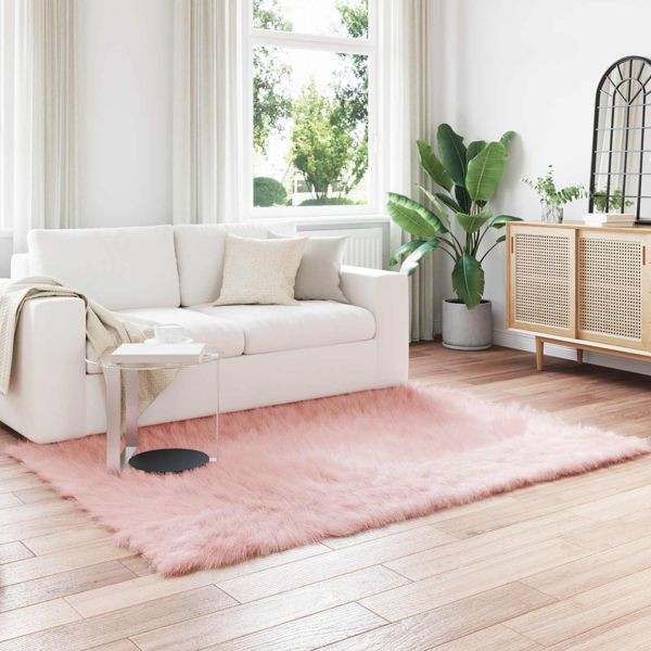 vidaXL Teppich aus Kunstschaffell TAFALLA Rosa 140 x 200 cm Polyester, 42021549