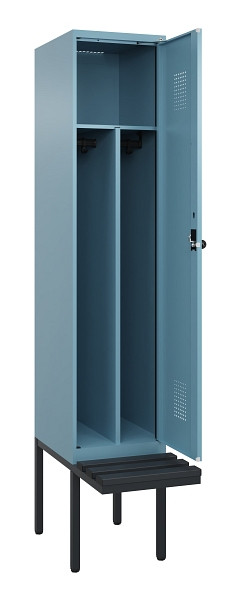 C+P Spind Evolo PLUS, 1 Abteile, 2120x400x815mm, 0010/0010, Haken 4, Drehriegel, Sitzfläche Kunststoff, Trennwand, 0490407-12F S10075