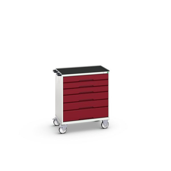 bott verso mobiler Schubladenschrank, mit 6 Schubladen und Abrollrand, BxTxH: 800 x 550 x 965 mm, Lichtgrau / Purpurrot, 16927005.24