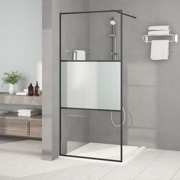 vidaXL Duschwand für Begehbare Dusche Schwarz 90x195cm Halbmatt ESG, 152106