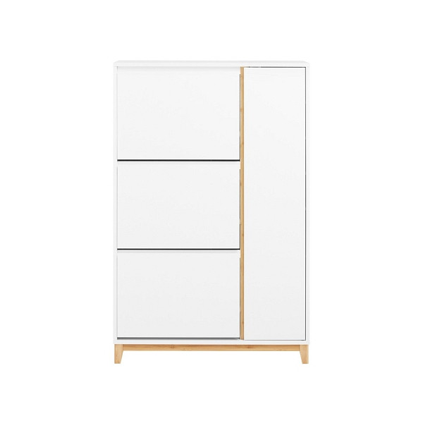 SoBuy Schuhschrank mit 3 Türen Holzfarbe 80x34x122 cm, Minimalistisch, FSR189-WN