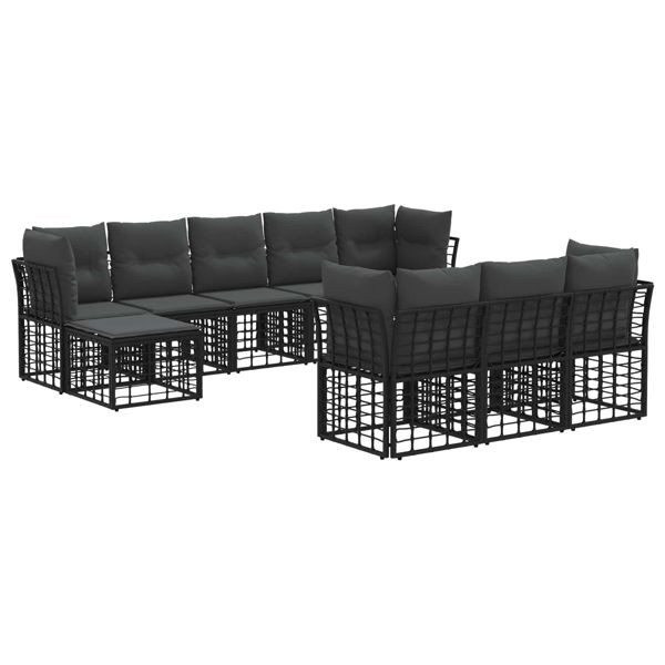 vidaXL Outdoor-Sofagarnitur Schwarz und Dunkelgrau Polyester, 3437569