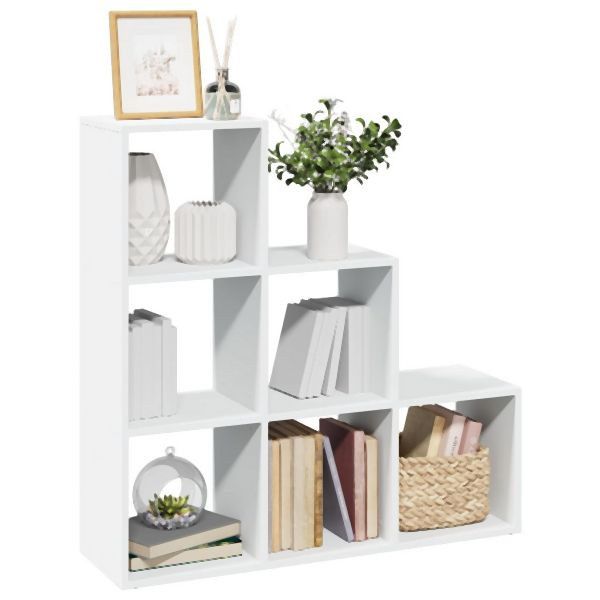 vidaXL Raumteiler-Bücherregal 3 Etagen Weiß 99x29x99 cm Holzwerkstoff, 857958