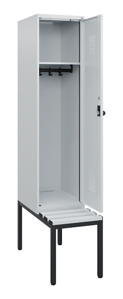 C+P Spind Evolo PLUS, 1 Abteil, 1950x400x815mm, 7035/7035, Drehriegel, Sitzfläche Kunststoff, Sitzbank, 0490505-12 S10067