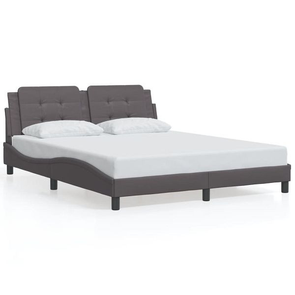 vidaXL Bettgestell mit Kopfteil Grau 160x200 cm Kunstleder, 3208194