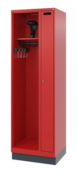 C+P Feuerwehrspind Evolo, Modell KOMBI, 2 Abteile, H1950xB600xT500 mm, Feuerrot, Sockel, 0494015-14 S10011
