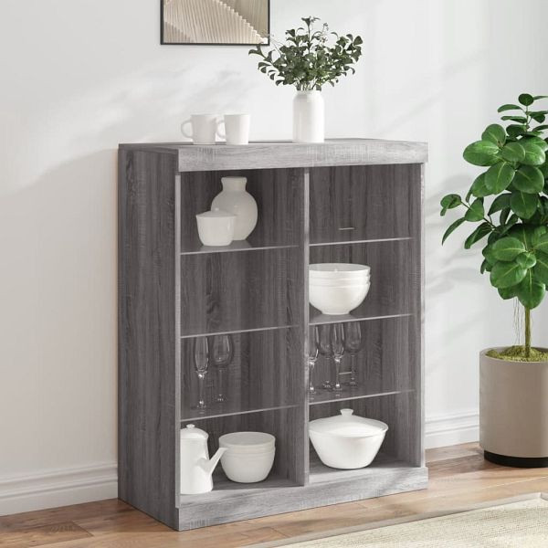 vidaXL Sideboard mit LED-Leuchten Grau Sonoma 81x37x100 cm, 836719