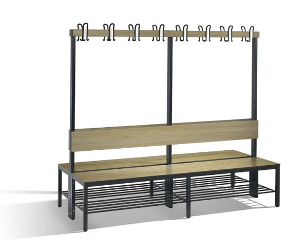 C+P Doppelseitige Garderobenbank mit Rückenlehne, Basic Plus, H1650xB1960xT760mm, 8062-210 S10004
