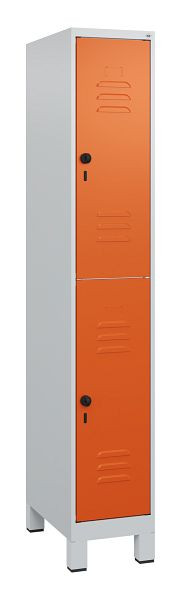 C+P Doppelstöckiger Spind Classic PLUS, Füße, 1800x300x500mm, 7035/2004, Drehriegel, 0803107-10 S10062