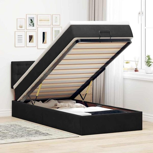 vidaXL Ottoman-Bett mit Matratze Schwarz 90x190 cm Samt, 3311887