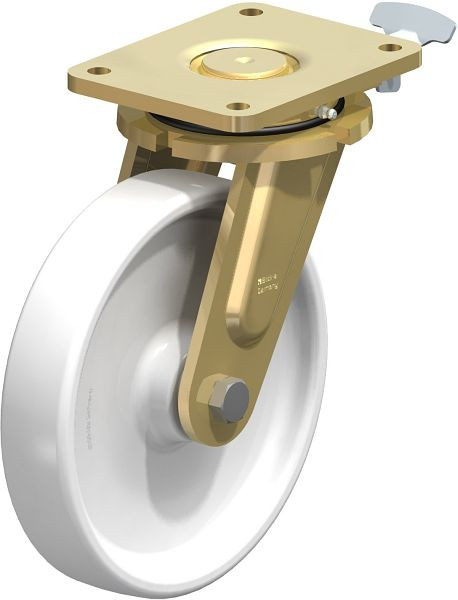 Blickle LS-SPO 251G-RI4 Stahlgeschweißte Schwerlast-Lenkrolle, schwere Drehkranz-Ausführung, Polyamid, Weiß, 853056