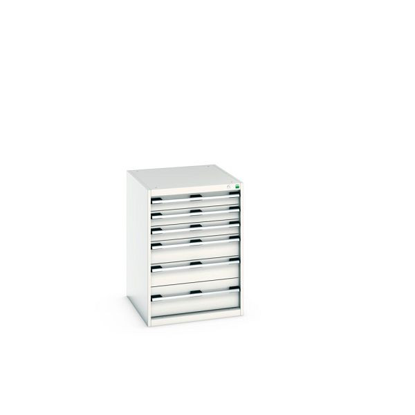bott cubio Schubladenschrank bestückt, mit 6 Schubladen, BxTxH: 650x750x900mm, RAL 7035/7035, Lichtgrau, 40027088.16V
