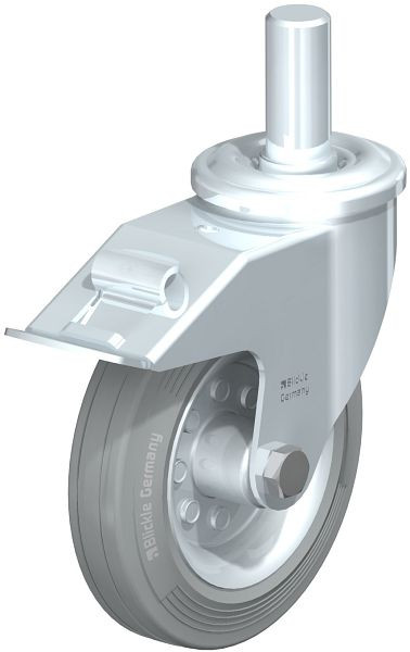 Blickle LEZ-VE 160R-27-FI-SG Stahlblech-Lenkrolle mit Zapfen & Feststeller, Vollgummi, Grau, 743151