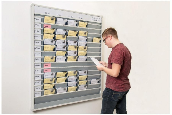 Eichner Planungstafel A5 hoch, 15 Schienen, 1125x1315x78 mm, Einstecktiefe 133 mm, Sichtrand 72 mm, Ablagefach, seitlicher Index/PVC Blende, 9019-01062-2