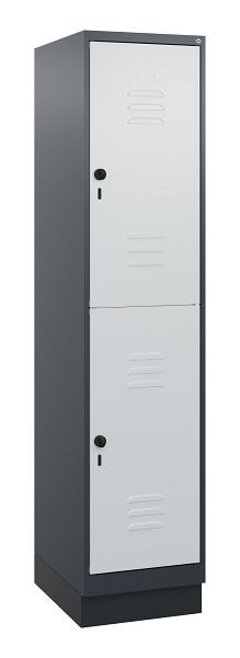 C+P Doppelstöckiger Spind Classic PLUS, Sockel, 1800x400x500mm, 7016/7035, Drehriegel, 0803207-12 S10013