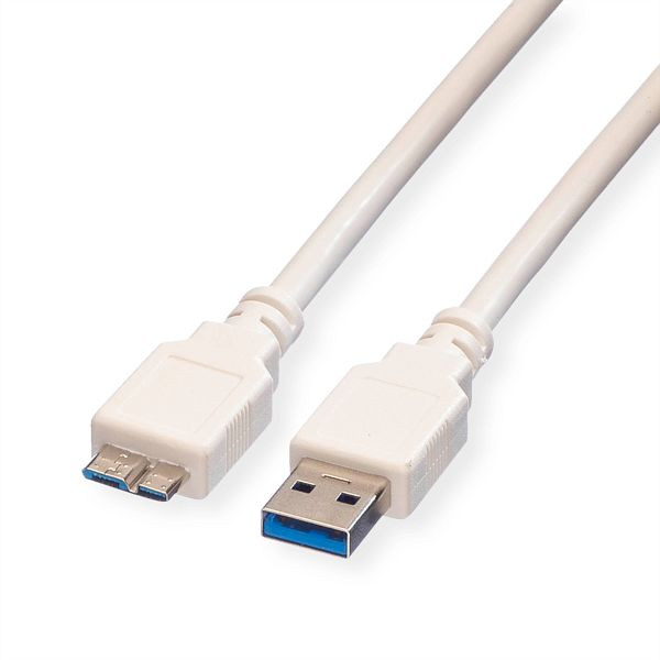 VALUE USB 3.2 Gen 1 Kabel, A ST - Micro B ST, weiß, 2 m, 11.99.8875
