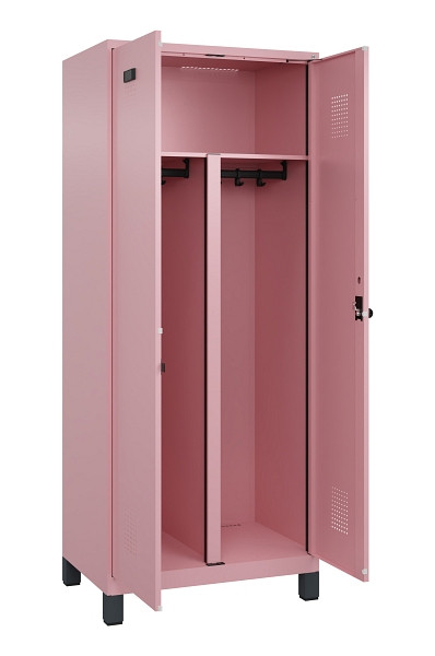 C+P PSA Schwarz-Weiß-Spind Evolo PLUS, mit Füßen, 2 Abteile, 1950x800x500mm, 30, Frontfarbe RAL 3015 Hellrosa, Drehriegel, 049012-22P S10024