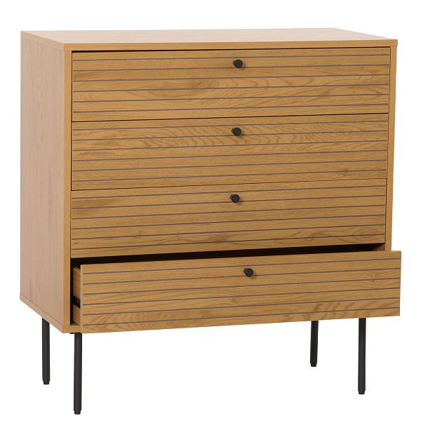 Mendler Kommode HWC-N78, Sideboard Schrank, 4 Schubladen, skandinavischer Stil Metall Holz Melamin MVG 85x80x40cm, natur, 109299+109300