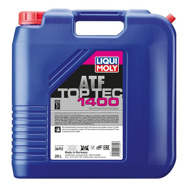 LIQUI MOLY Getriebeöl Top Tec ATF 1400, Kanister Kunststoff, VE: 20 Liter, 3692
