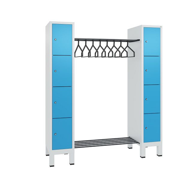 C+P Garderobe Evolo, 8 Fächer, H1850xB1591xT500 mm, Lichtgrau/Lichtblau, 48408-00 S10005