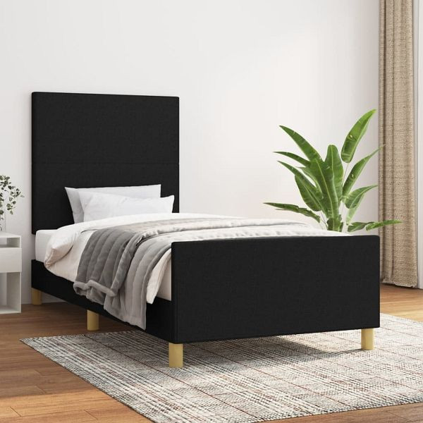 vidaXL Bettgestell mit Kopfteil Schwarz 80x200 cm Stoff, 3124849